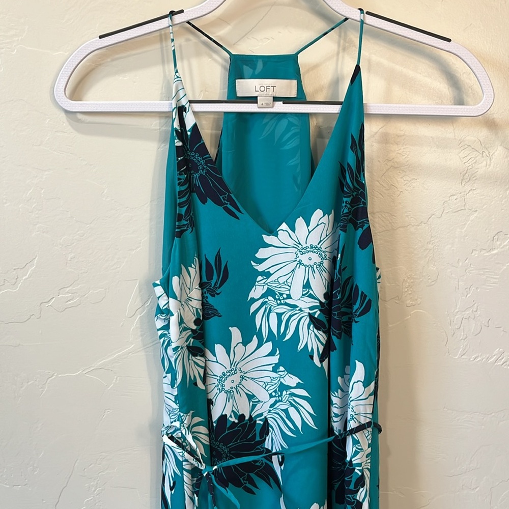 LOFT Turquoise Floral Maxi Dress - Picture 3 of 8